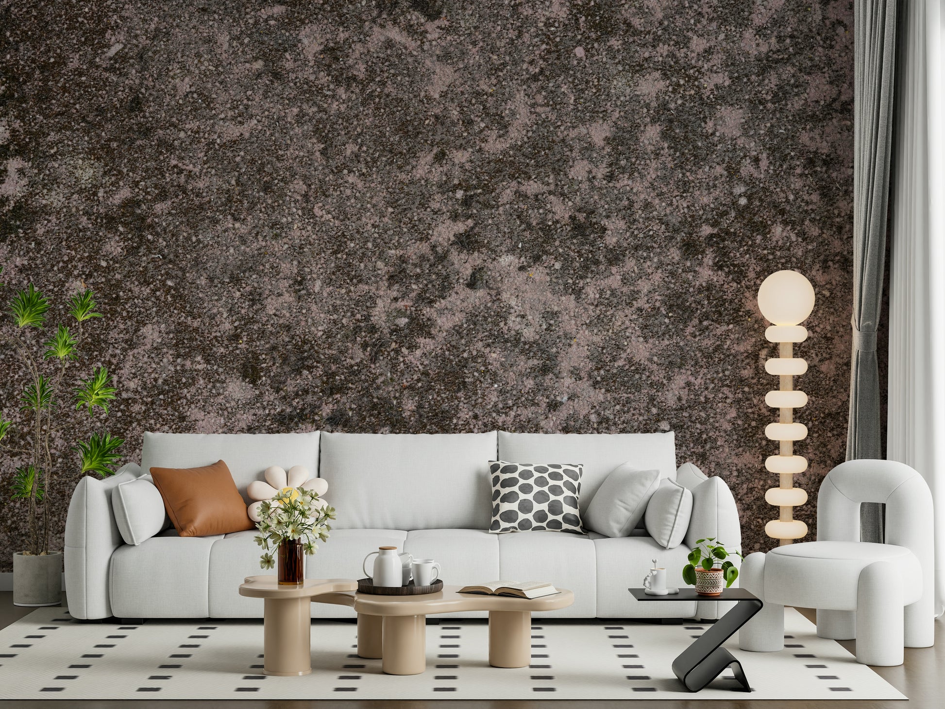 Mottled Earth Wall Mural close-up, rustic texture and natural tones detail.