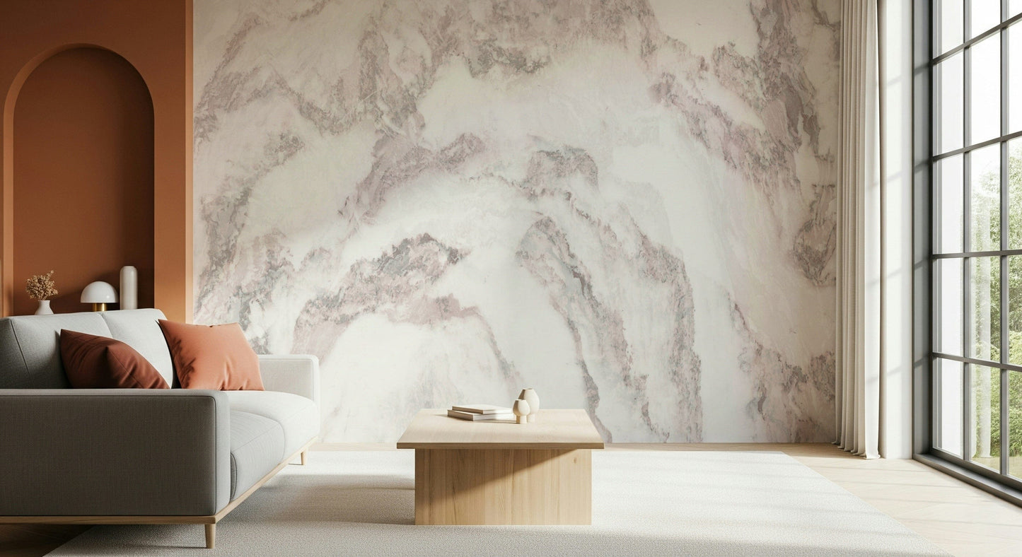 Seamless pattern of the Rose Quartz Marble mural showing large-scale stone texture.