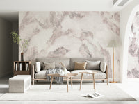 Light pink and gold veining on the Rose Quartz Marble wallpaper for walls.