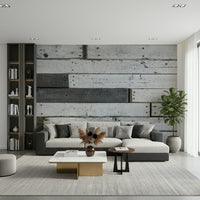 Vertical planks of the multi-toned Distressed Wood Panel wall mural.