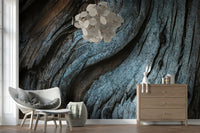 Vertical planks of the Rustic Blue Wood wall mural texture.