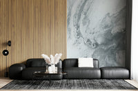 Designer interior featuring the ethereal beauty of the Silver Swirls Wall Mural.