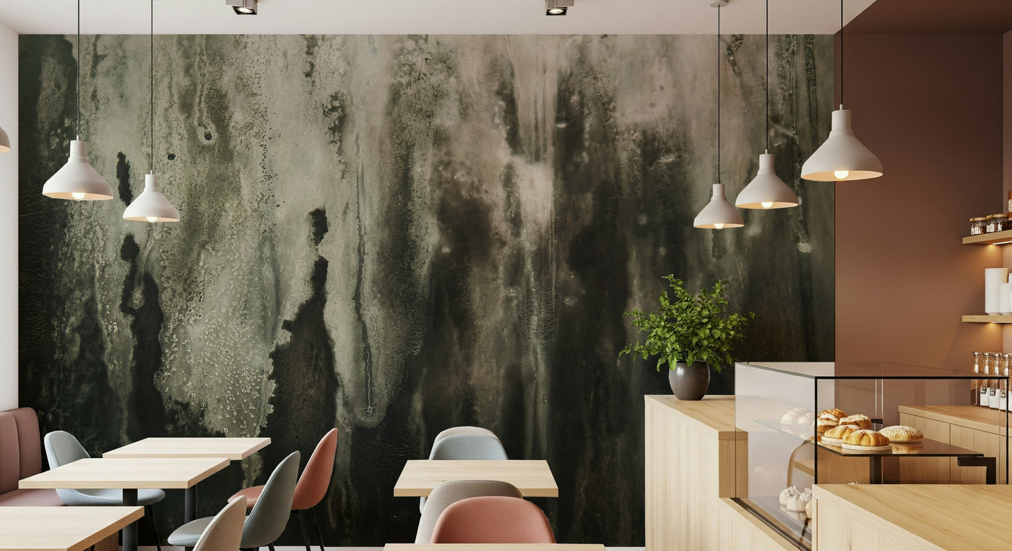 Full living room featuring the peaceful Misty Waterfall wallpaper for walls.