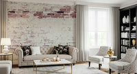 Rustic living room featuring the historic Faded Heritage Brickwork wallpaper for walls.