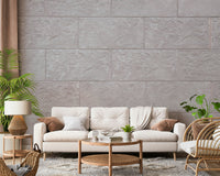 Elegant Stone Blocks Wall Mural close-up, textured gray stone wallpaper detail.