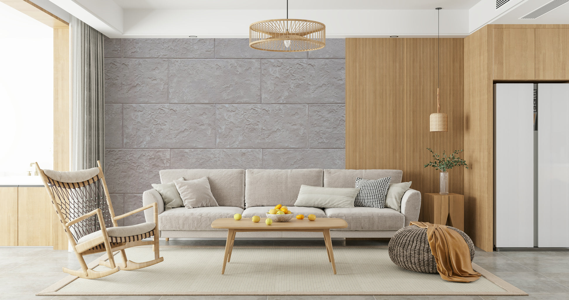 Seamless pattern of the Elegant Stone Blocks mural showing large, structured stones.