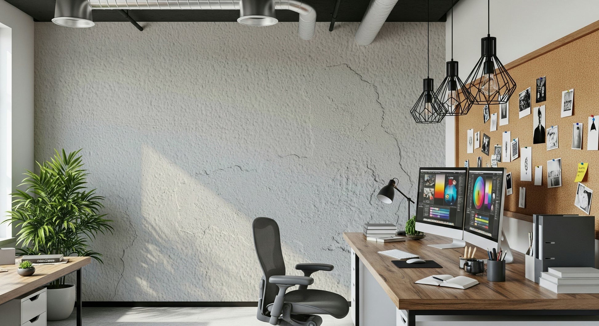 Installation view of the easy application peel and stick wallpaper on a corner.