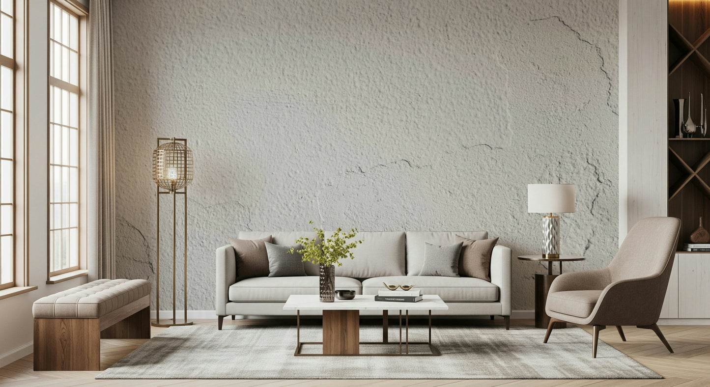 Minimalist entryway featuring the elegant white texture wallpaper mural.