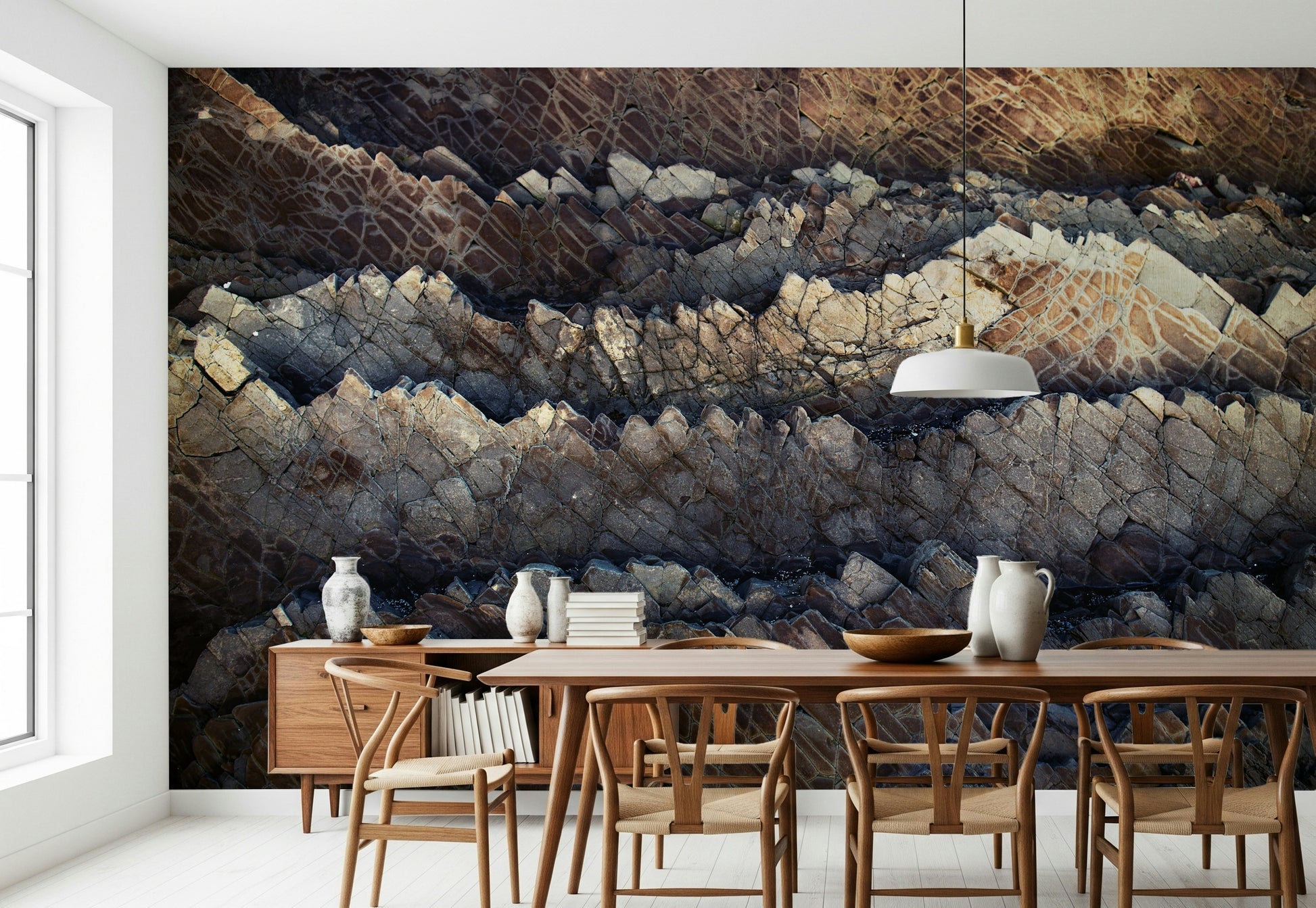 Home office featuring the geological stone wall mural decor.