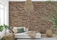 Full view of stone cladding illusion accent wall.