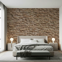 Rustic office space with stone cladding illusion wall.