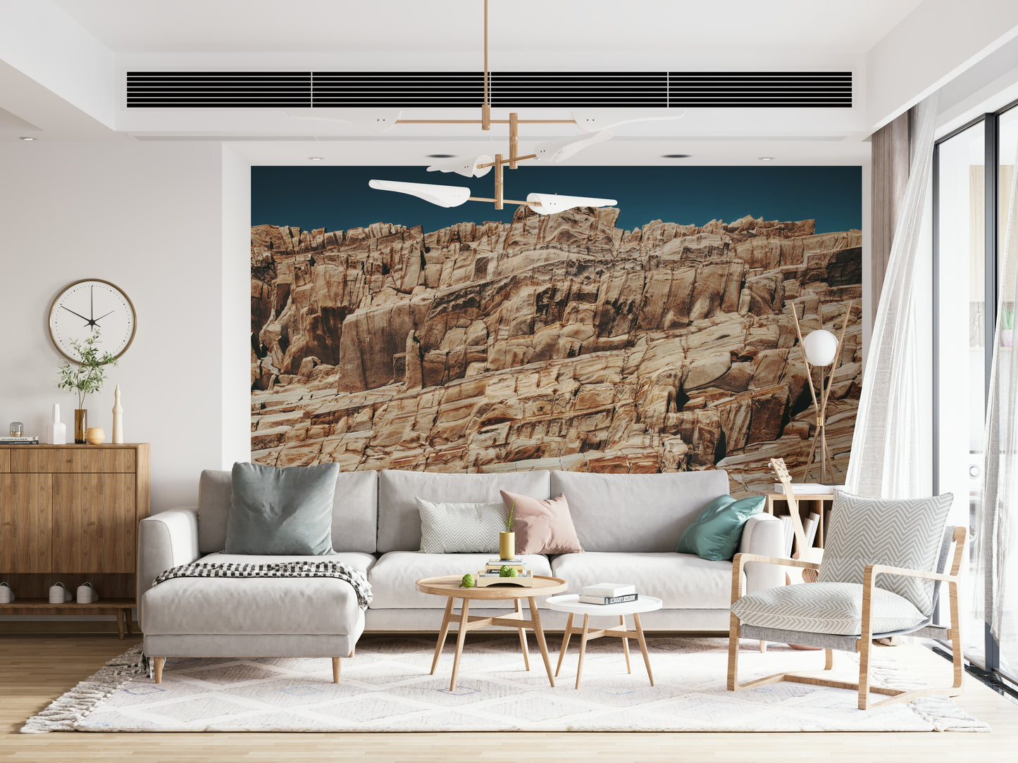 Minimalist decor with Terracotta Cliffscape wall mural.