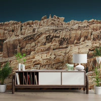 Dining room featuring Terracotta Cliffscape wall mural.