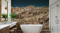Peel and stick Terracotta Cliffscape wallpaper detail.