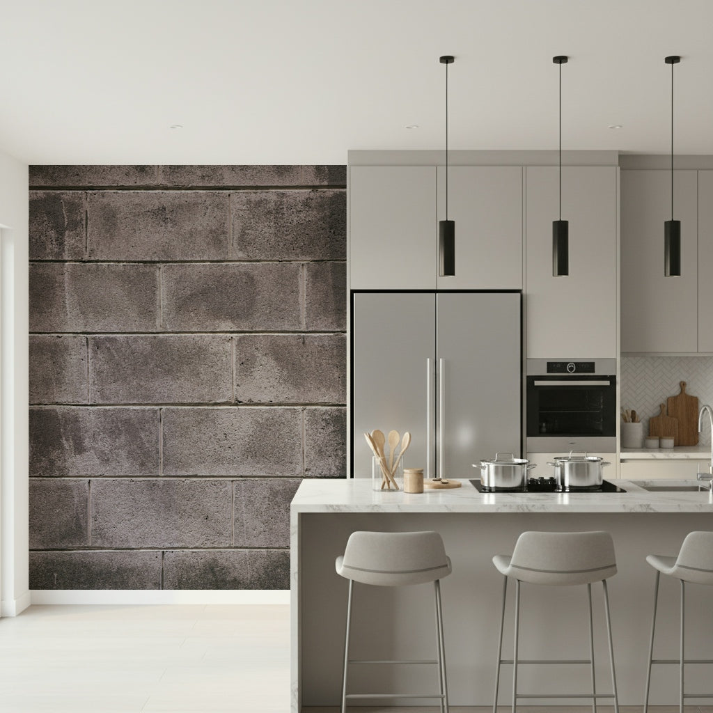 Full living room featuring the stylish Distressed Walls Wall Mural design.