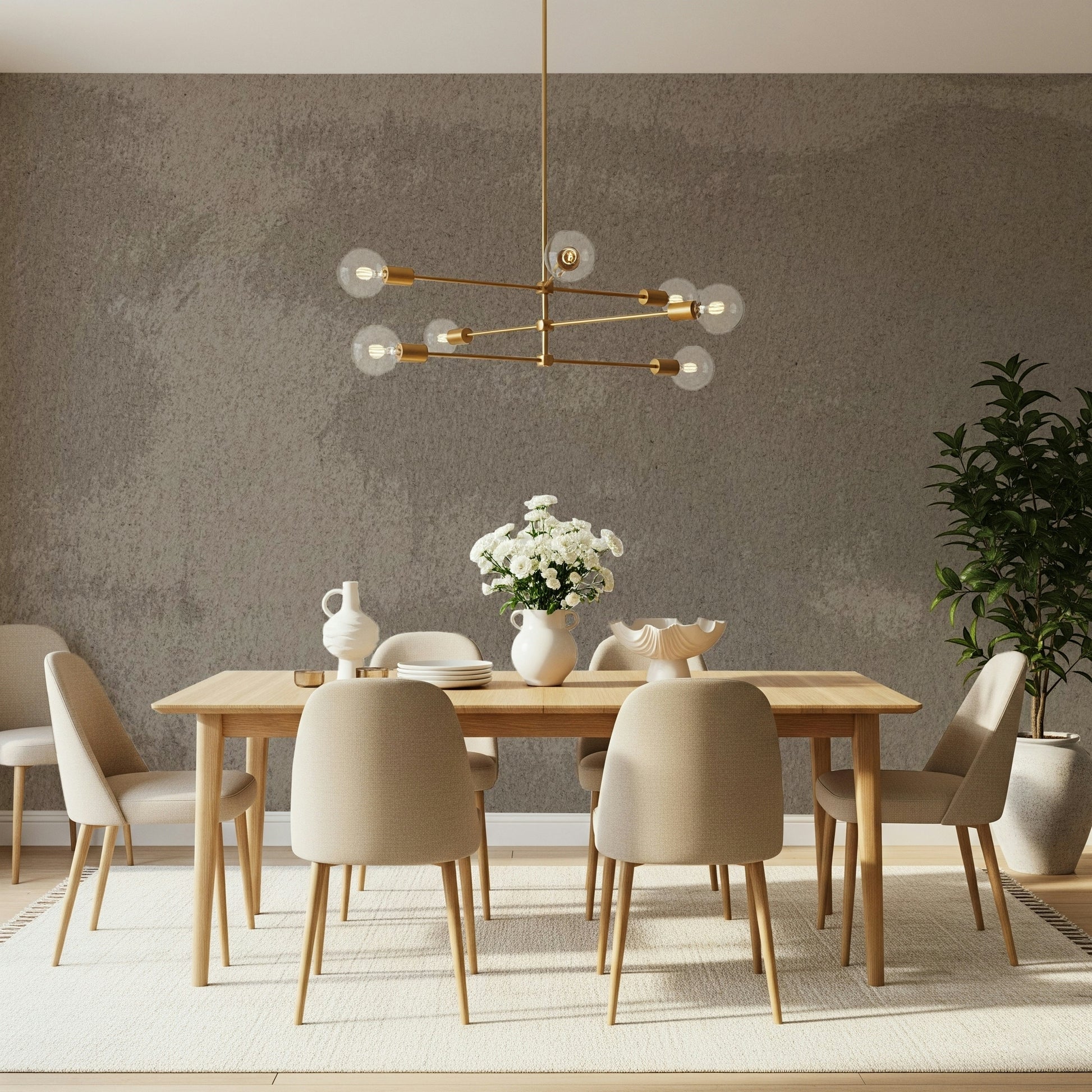 Bedroom with the Mottled Stone organic texture mural accent.
