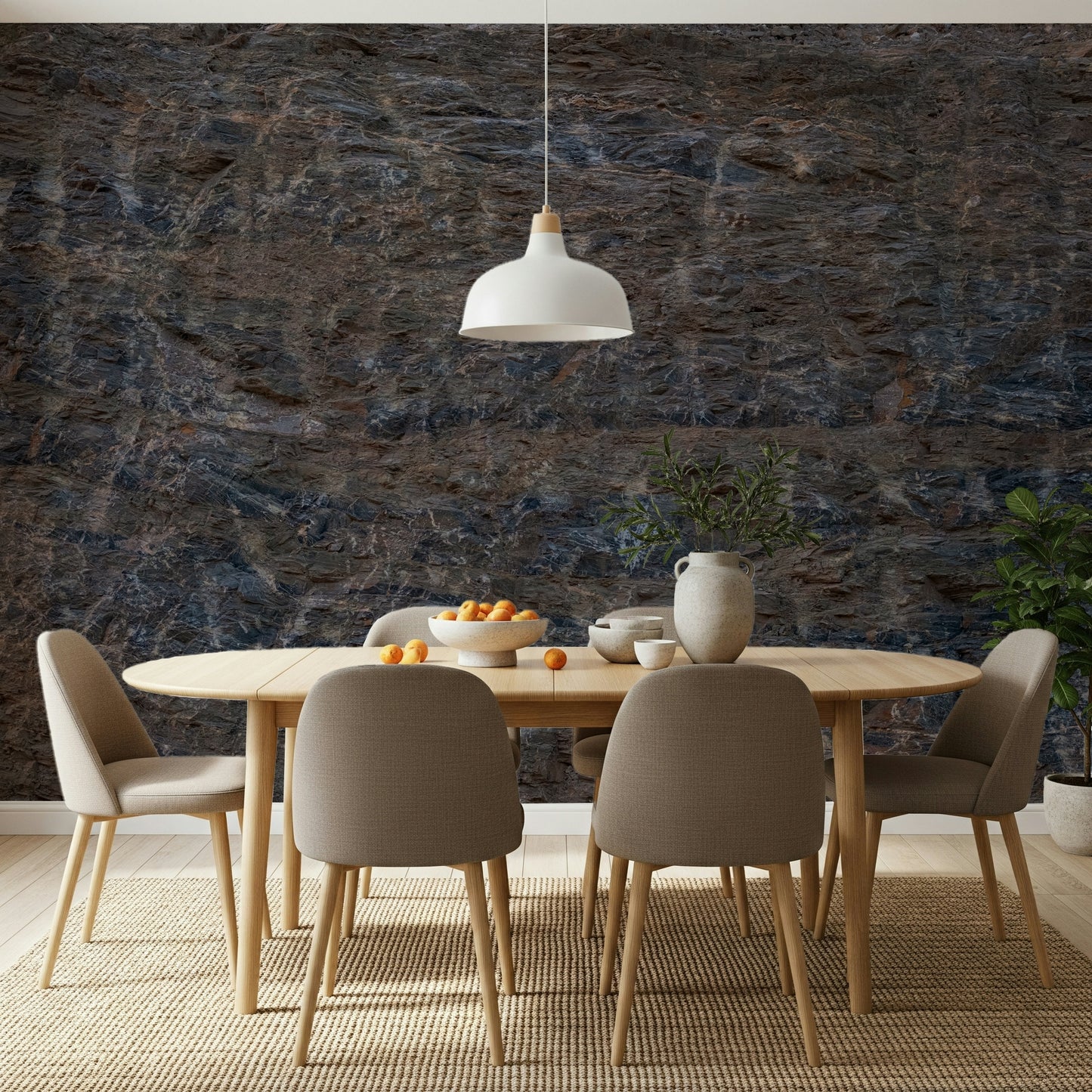 Full wall view of the complete impressive rock Wall Mural design.