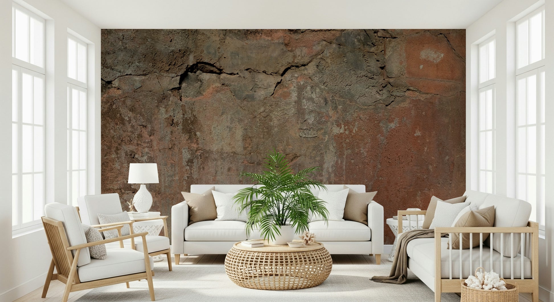 Full wall view of the complete earthy layered Wall Mural design.