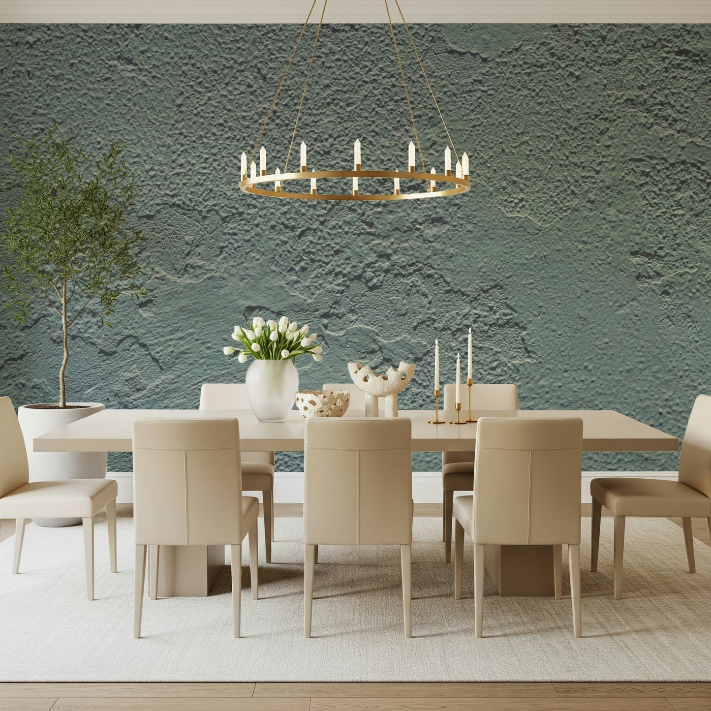 Full wall view of the complete rustic distressed Wall Mural design.