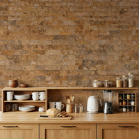 Full wall view of the complete rustic brick Wall Mural design.