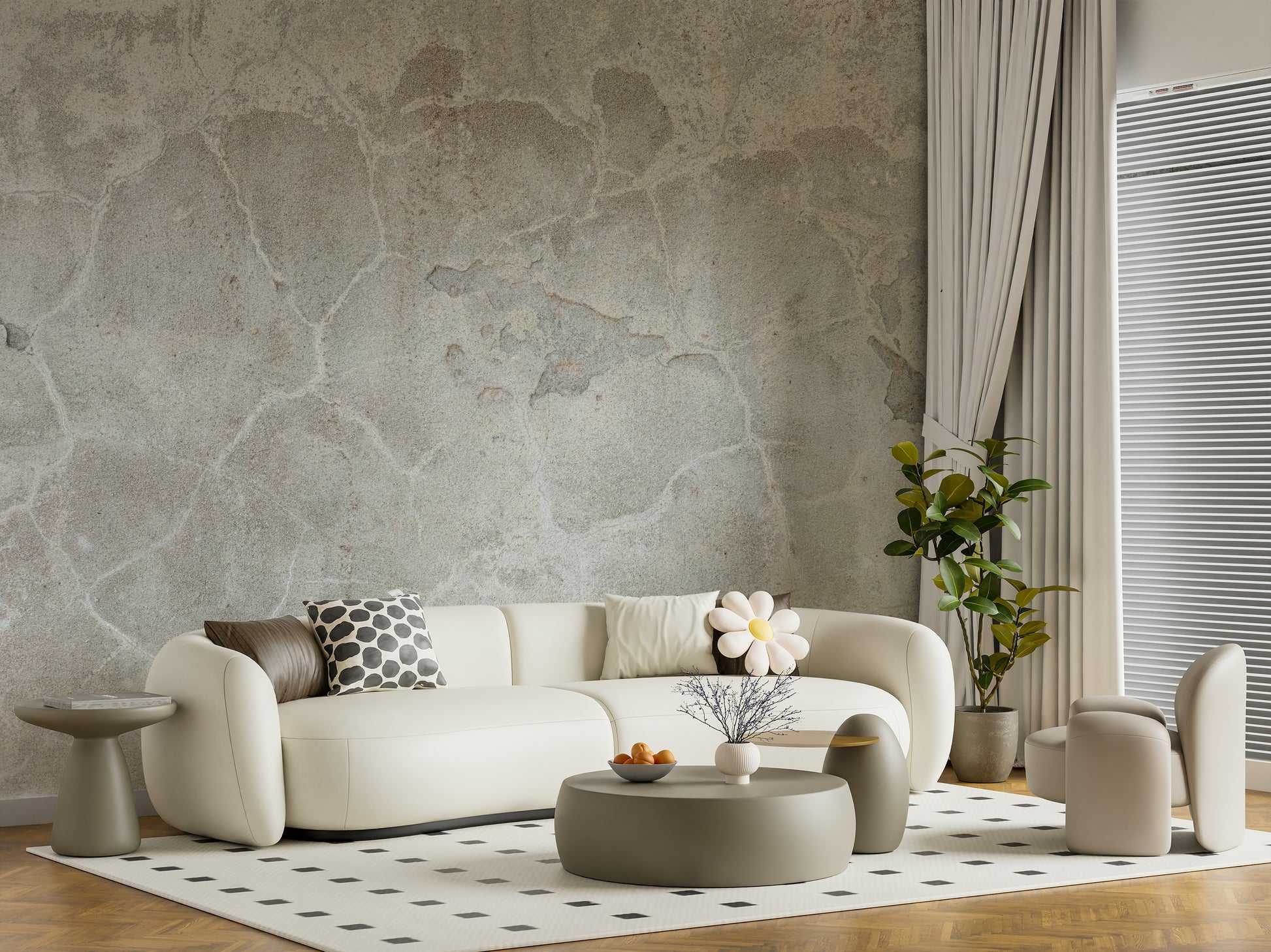 Detail of the stone pattern texture in the Urban Texture Wall Mural.