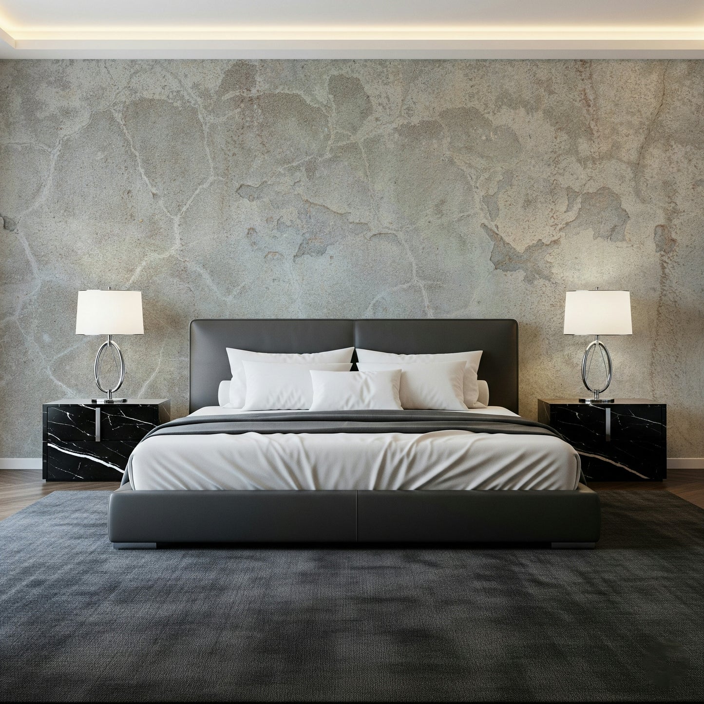 Industrial-chic living room featuring the Urban Texture Wall Mural.