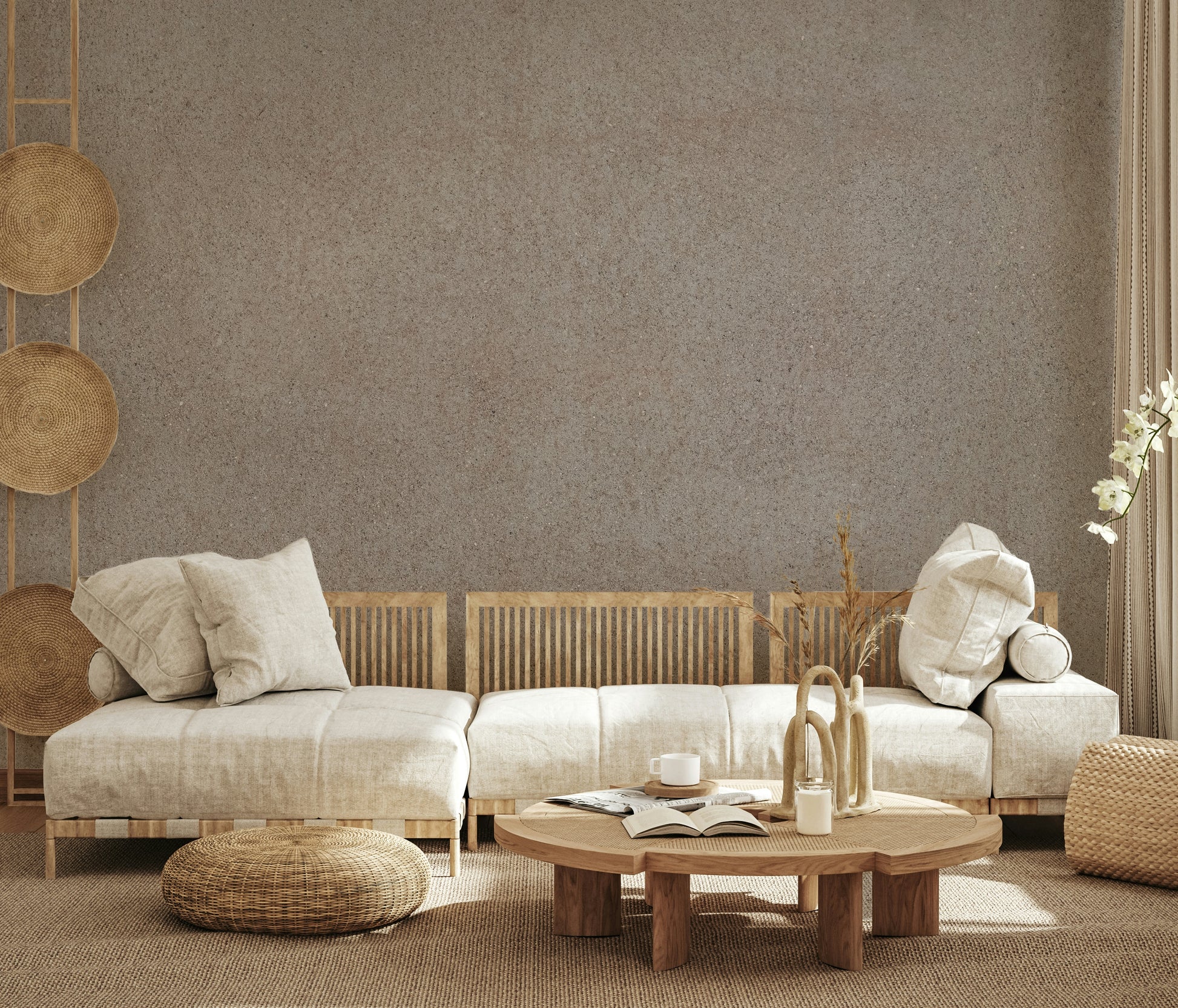 Peel and stick wallpaper version of the Taupe Stone Surface Wall Mural.