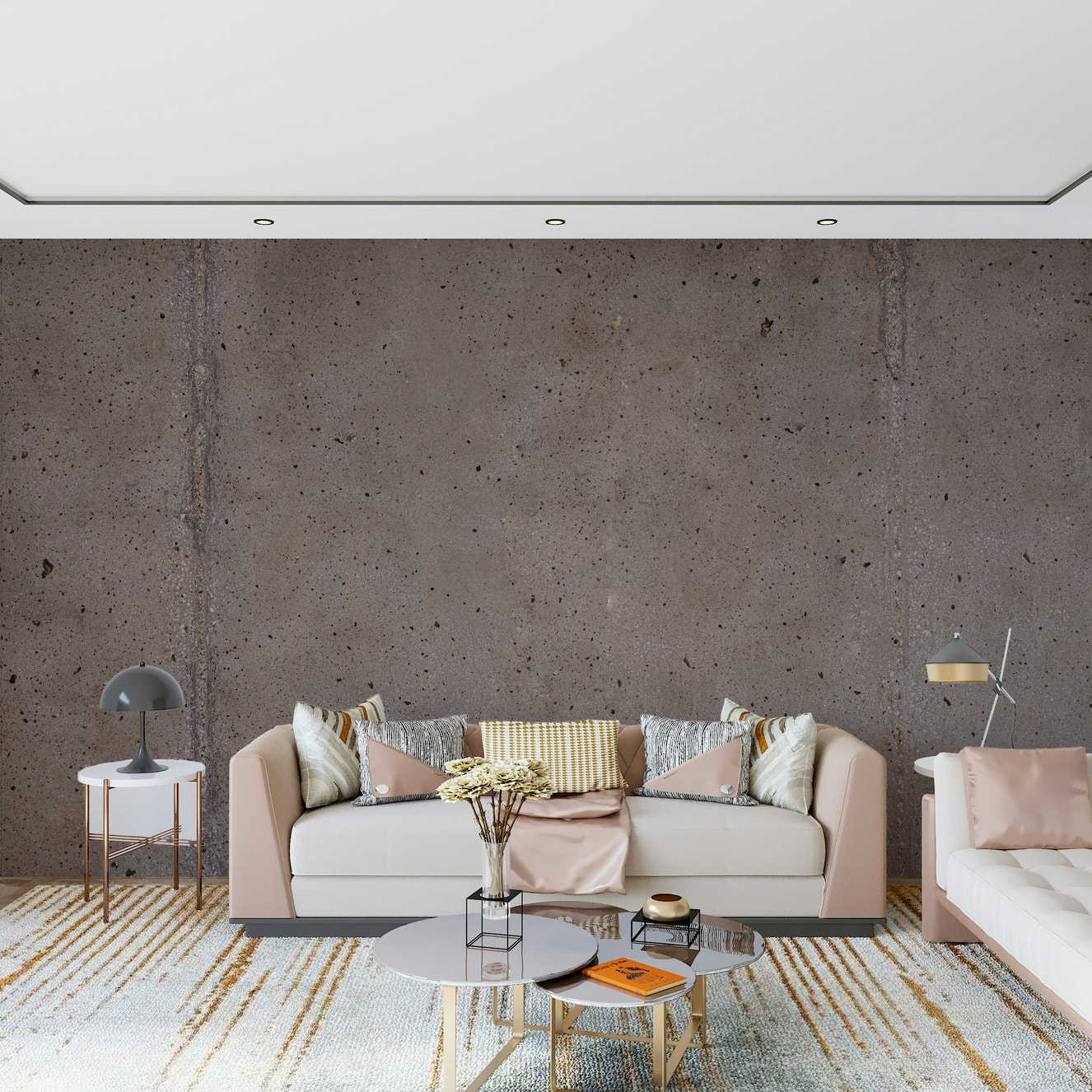 Urban Edge Wall Mural in modern loft living room setting.