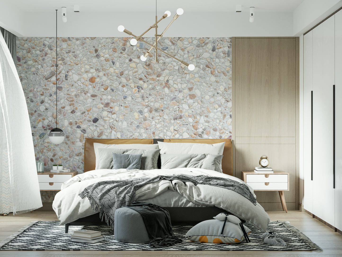 Full design view of the subtle Pebble Beach Texture Wall Mural.