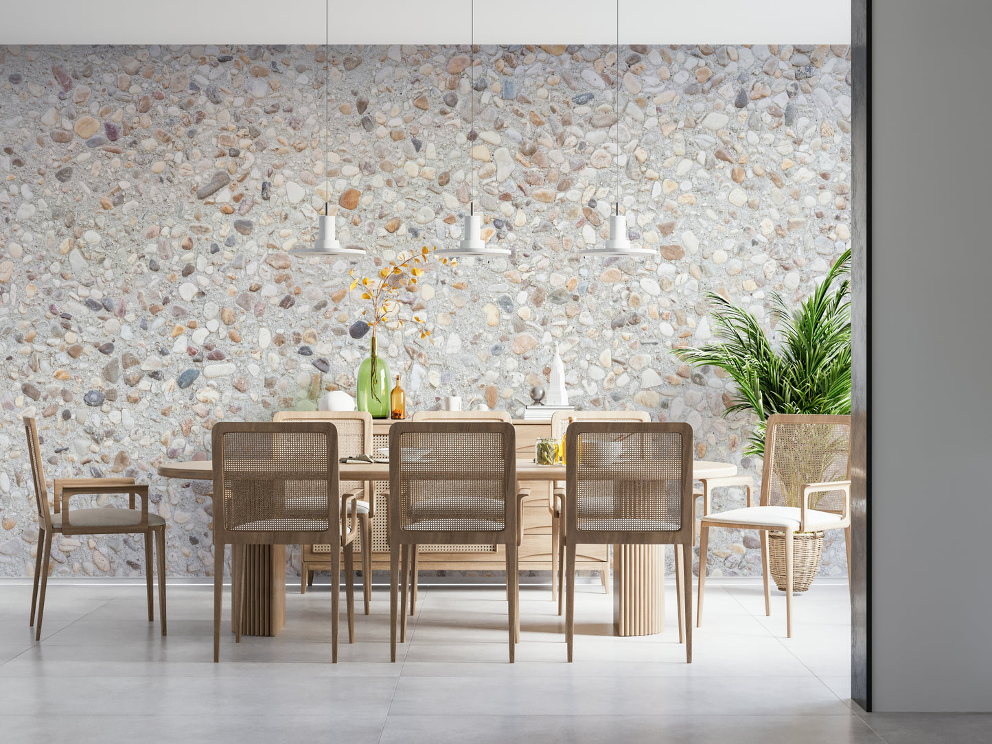 Pebble Beach Texture Wall Mural creating a calming feature wall.
