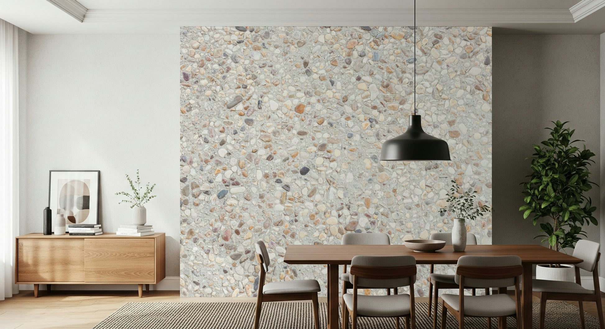 Detailed view of the small stones Pebble Beach Texture Wall Mural pattern.