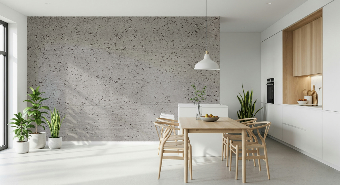 Concrete Canvas Wall Mural minimalist living room accent wall.