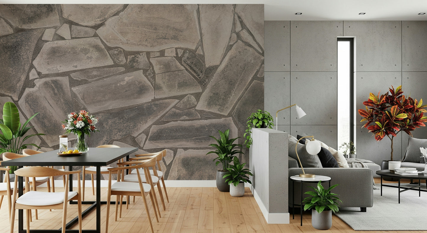 Full design view of the structured Tessellated Stone Wall Mural.