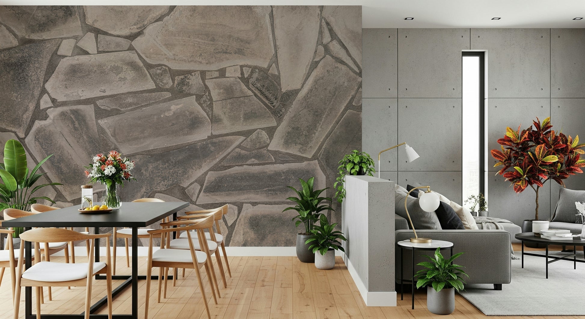 Full design view of the structured Tessellated Stone Wall Mural.
