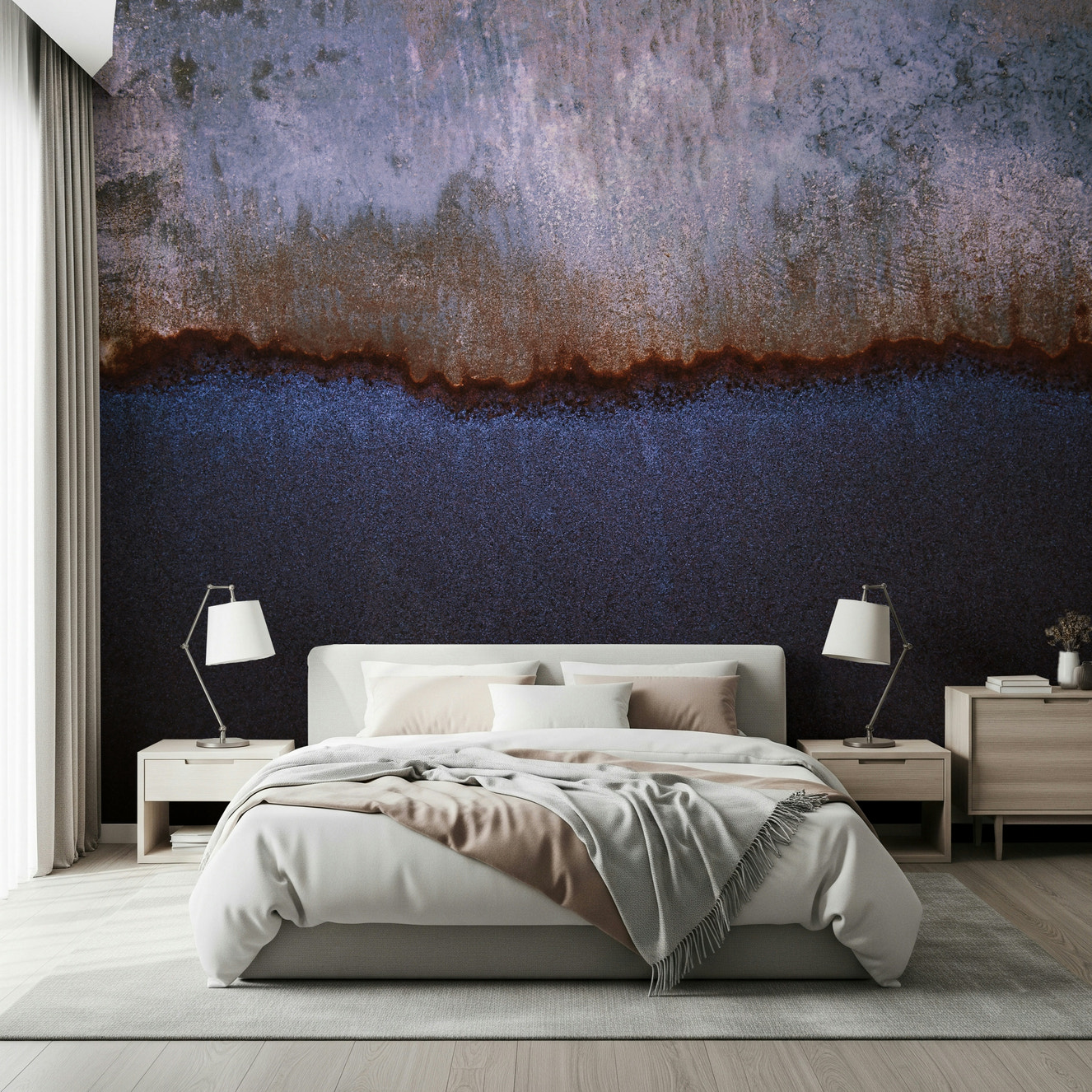 Oxidized Horizon Wall Mural creating a modern feature wall.