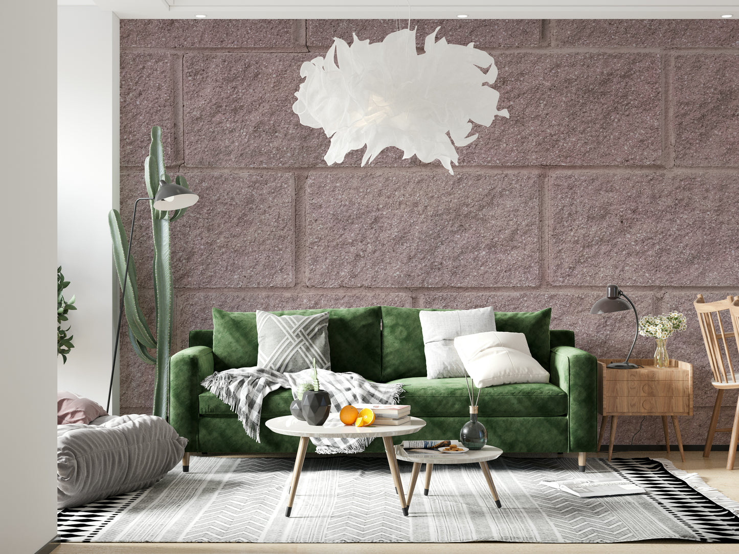 Office backdrop showing Textured Brick Wall Mural detail.