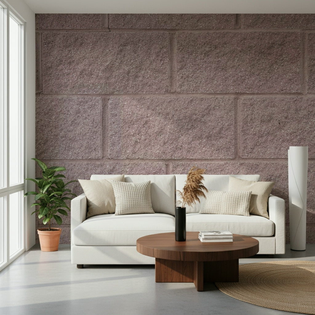 Apartment with easy peel and stick Textured Brick Wall Mural.
