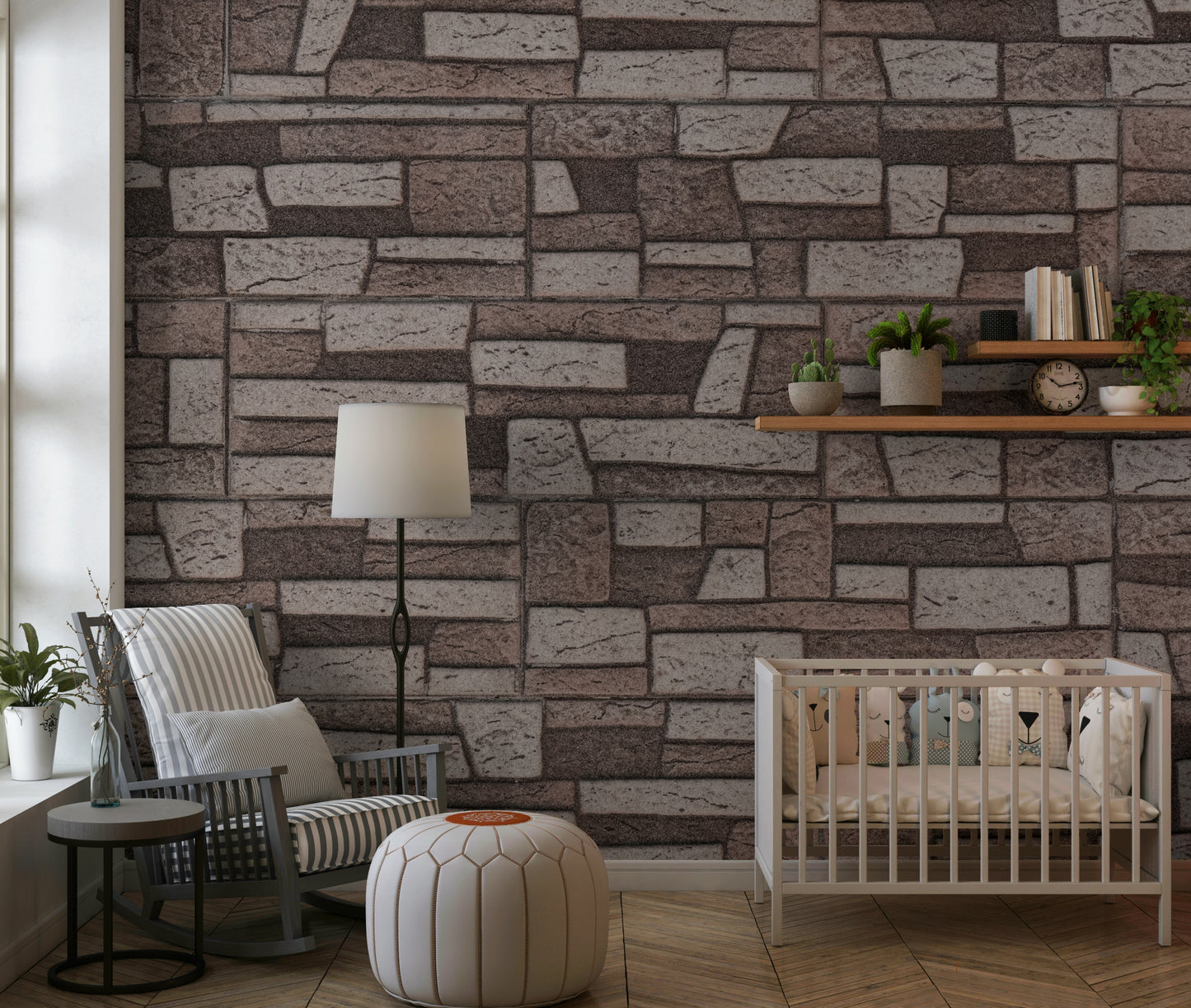 Kitchen backsplash alternative, the Rustic Brickwork Charm Wall Mural.