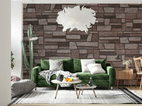 A living room fireplace wall showcasing Rustic Brickwork Charm Wall Mural.