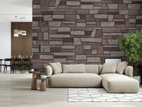 Close view of realistic brick texture, Rustic Brickwork Charm Wall Mural.