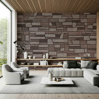 Rustic Brickwork Charm Wall Mural in modern dining room setting.
