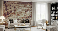 Bedroom wall with neutral gray Rock Wall Mural.