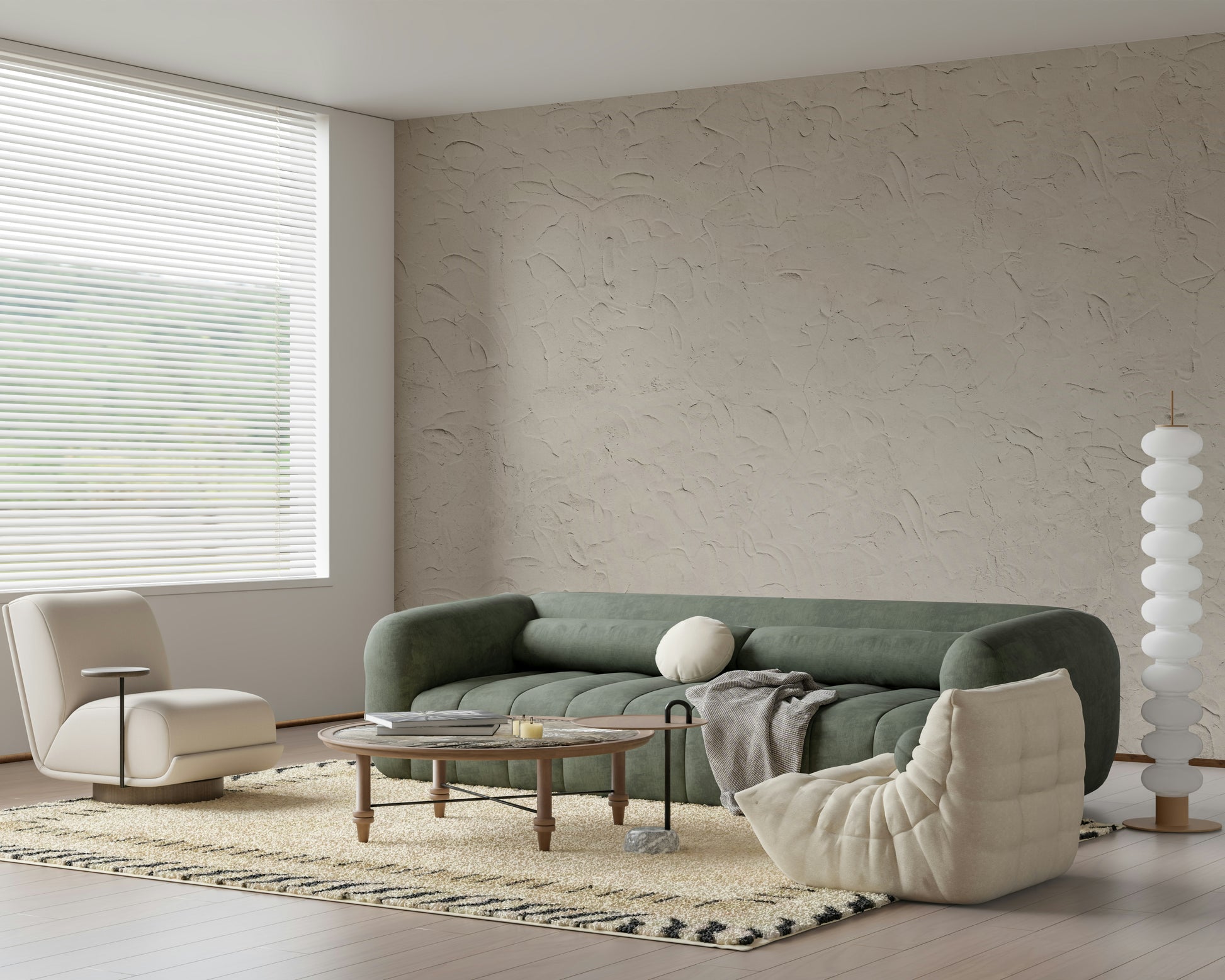 Full view of the Plastered Beige Wall Mural complementing modern decor.