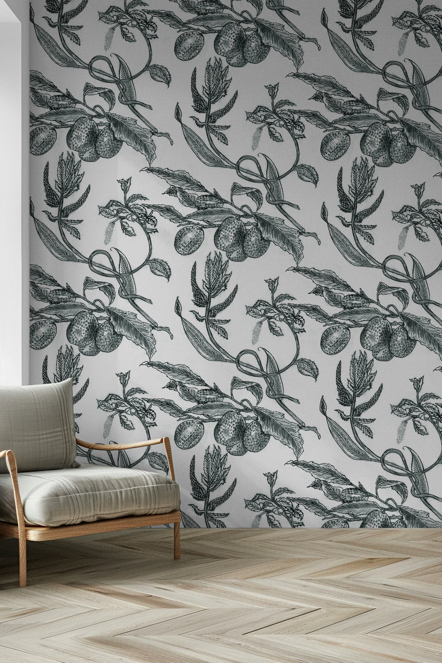 Artistic passion fruit plant, repeating Pé de Maracujá wall paper.