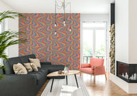 Vibrant abstract stripes design of the Marble Swirl Groovy Retro Abstract Stripes Colorful Wallpaper.