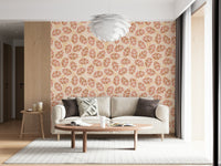 Designer interior decor with the Autumn Blush Leaves Wallpaper print.