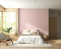 Modern abstract floral print of the Pink Petals & Stripes Wallpaper.