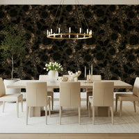 Horizontal design of the vintage Dark Academia Nocturnal Garden Wall Mural.