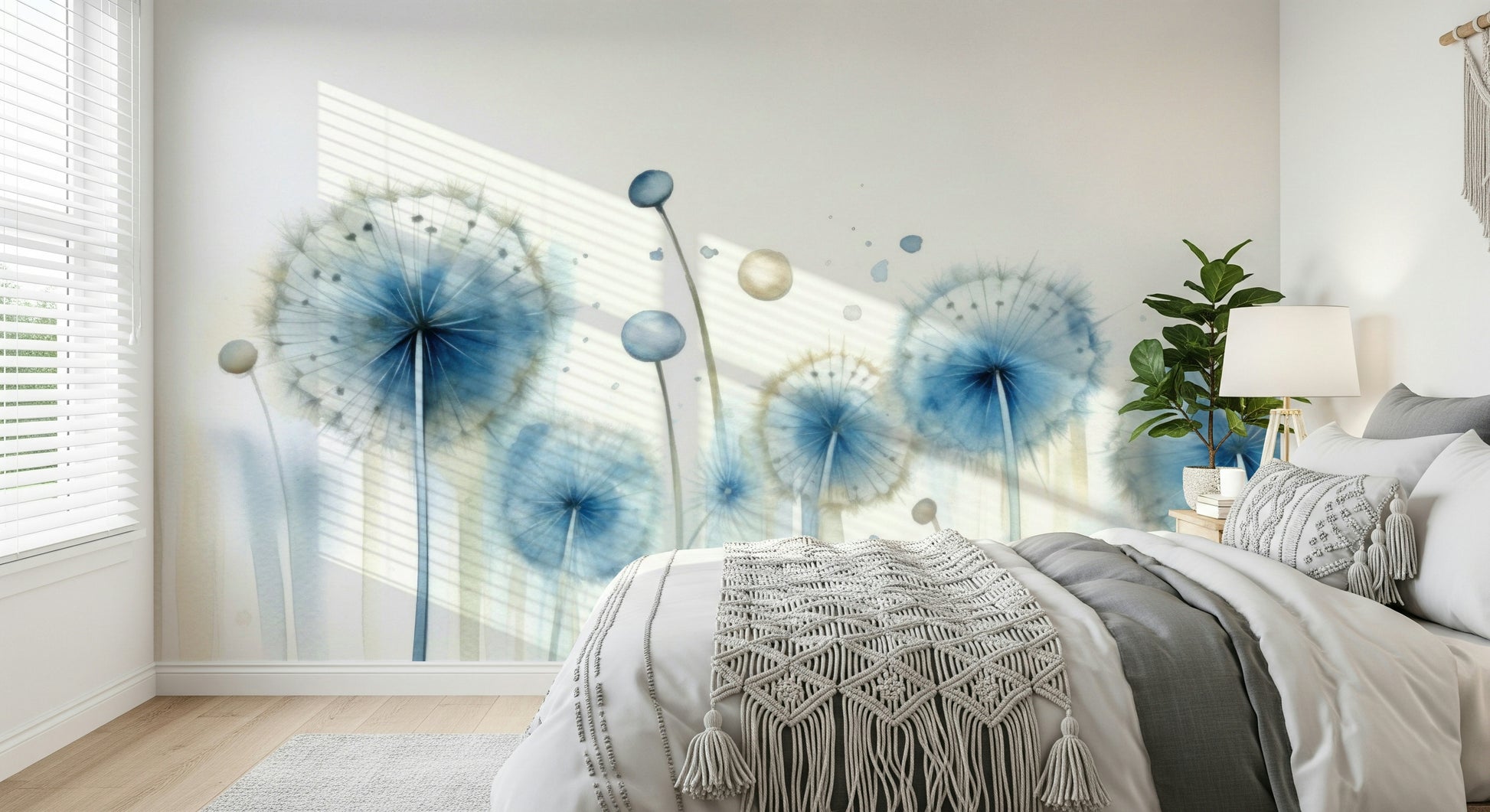 Artistic design with the gentle Azure Dreams Dandelion Whispers Wall Mural.