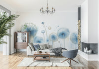 Accent wall featuring the ethereal Azure Dreams Dandelion Whispers Wall Mural.